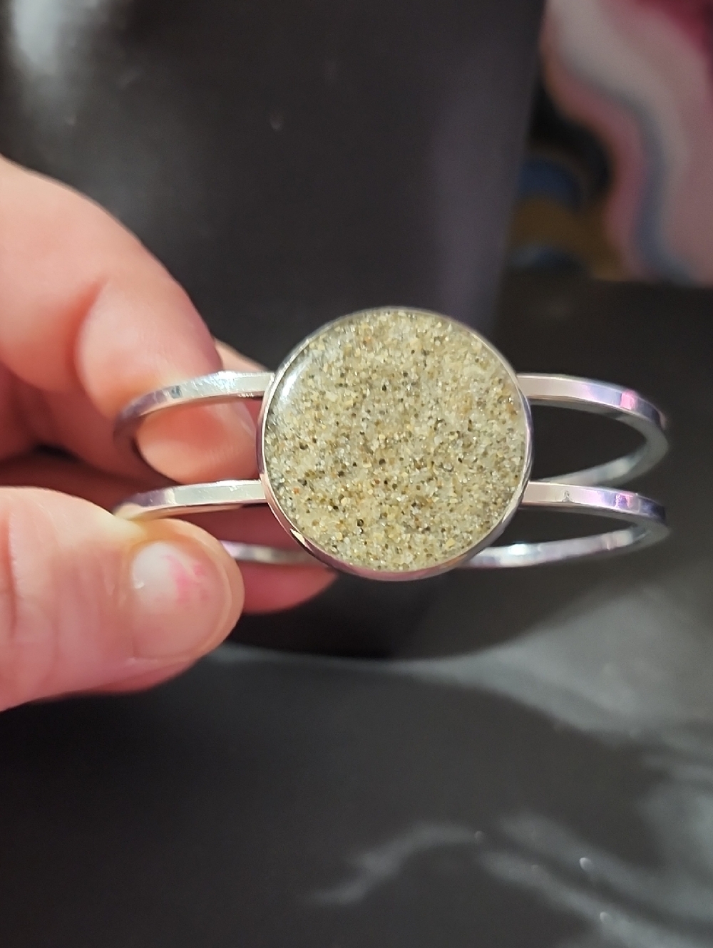 Silver Toned Bangle With Sand